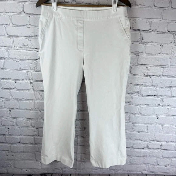 SPANX Flared‎ Pull-On Cropped Jeans Tummy Control Stretch Women’s Large White - Picture 2 of 12